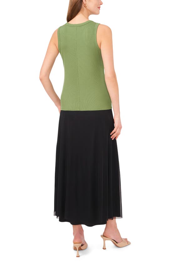 Shop Halogen Fitted Ribbed Tank Top In Kelly Green/ Willow Bough