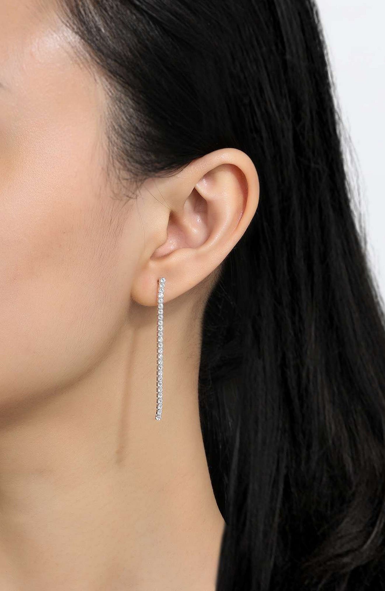 diamond linear drop earrings