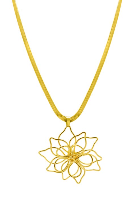 Water Resistant Flower Pendant Necklace