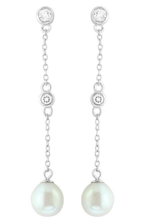 Shop Effy Sterling Silver Freshwater Pearl & White Topaz Drop Earrings In Silver/white
