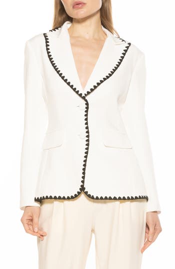 Alexia Admor Contrast Embroidered Blazer In Ivory