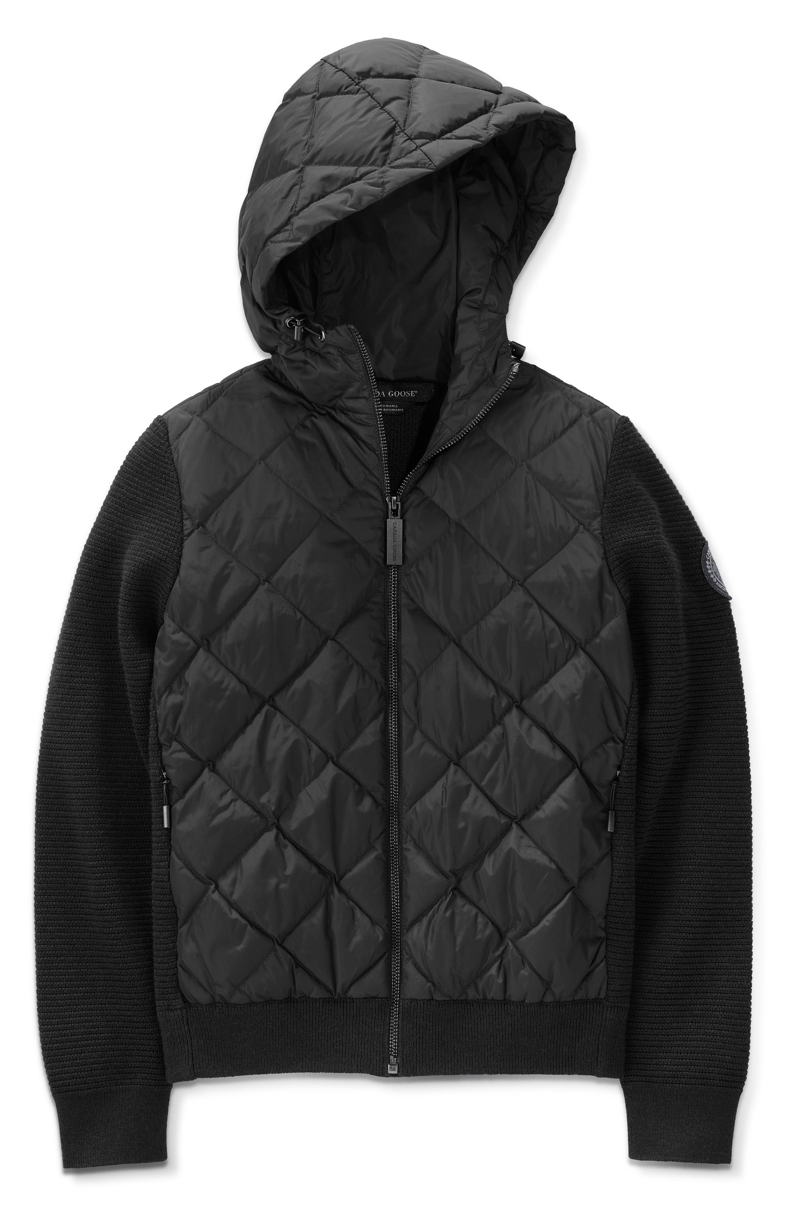 hybridge quilted knit hoody black label