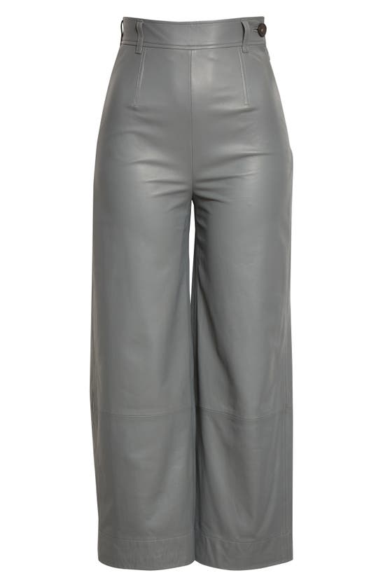 Vince Leather Wide Leg Crop Pants In Sea Stone