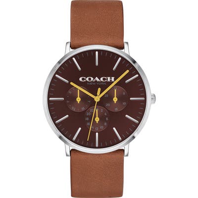 Coach Varick Multifunction Leather Strap Watch, 40Mm