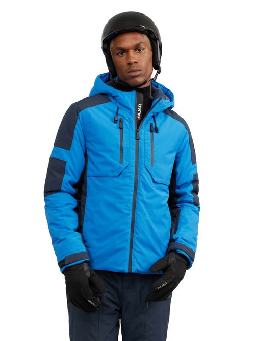 Pajar Elias Mixed Media Ski Jacket with Fixed Hood in Atlantic Blue 