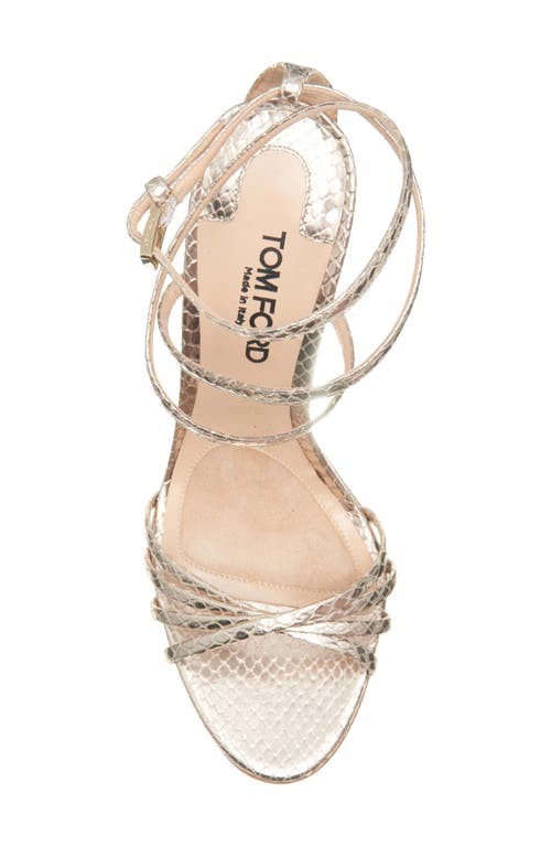 Shop Tom Ford Paradis Strappy Snakeskin Embossed Metallic Leather Sandal In Champagne