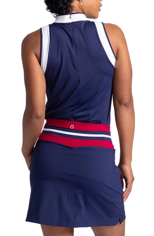 Shop Kinona Knock Out Mock Neck Sleeveless Golf Top In Navy