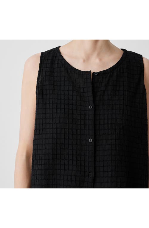 Shop Eileen Fisher Jewel Neck Organic Cotton Vest In Black