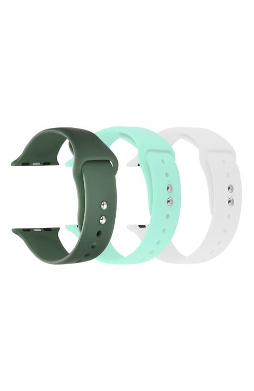 Shop The Posh Tech Assorted 3-pack Silicone Apple Watch® Watchbands In Green/mint/white