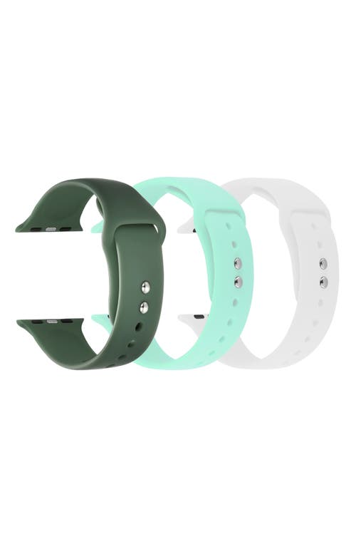 The Posh Tech Assorted 3-pack Silicone Apple Watch® Watchbands In Green/mint/white