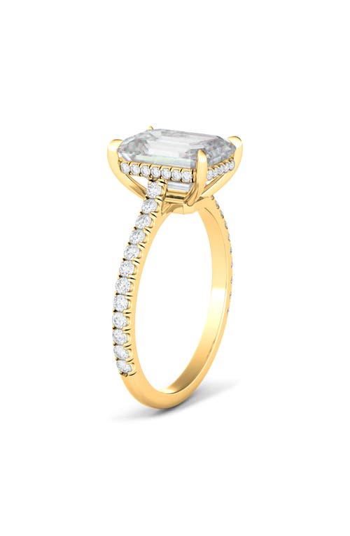 Shop Hautecarat Emerald Cut Pavé Lab Grown Diamond Ring In 3.00 Ctw 18k Yellow Gold