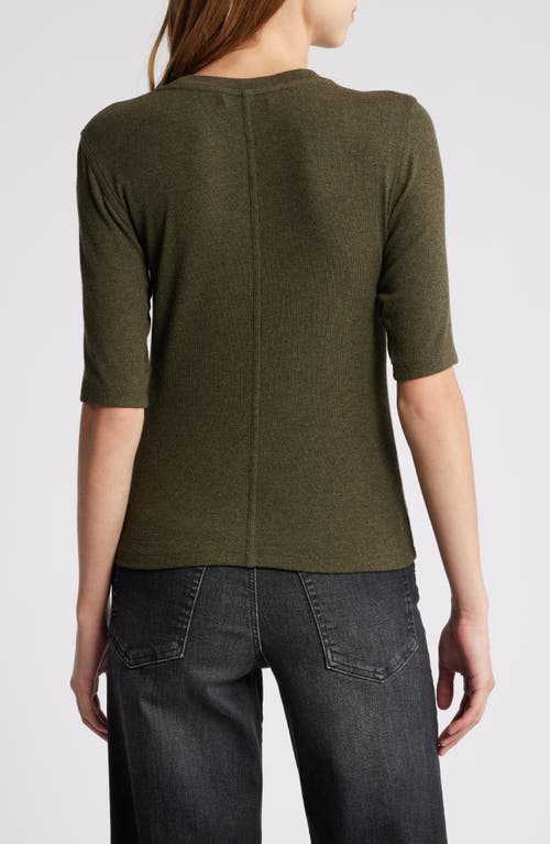 Frame Ribbed Knit Crewneck Tee In Rich Military Heather