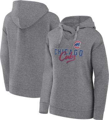 FANATICS Women's Fanatics Branded Heather Gray Chicago Cubs Script Favorite  Lightweight Fitted Pullover Hoodie