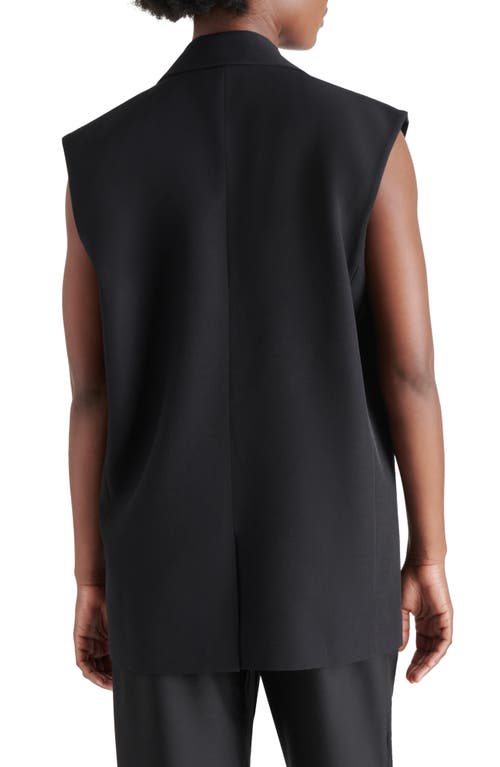 Shop Steve Madden Ashton Padded Shoulder Longline Vest In Black