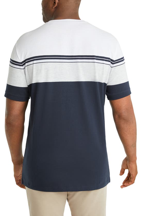 Shop Johnny Bigg Joe Textured Colorblock Stripe Cotton T-shirt In Navy