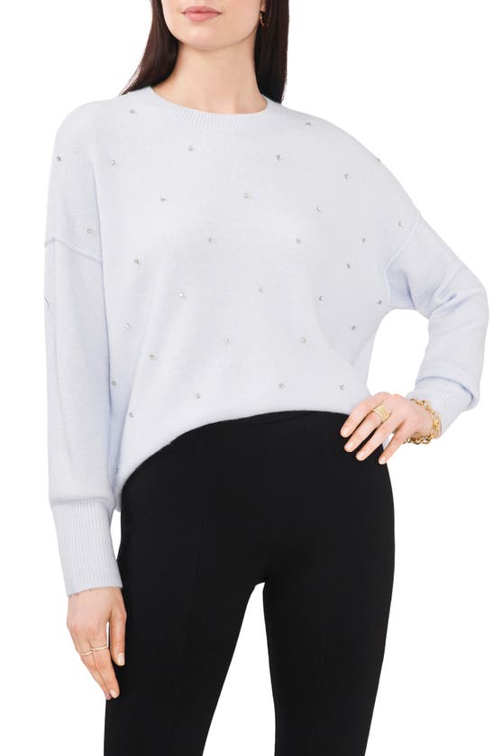 Chaus Rhinestone Cozy Crewneck Sweater In Frozen