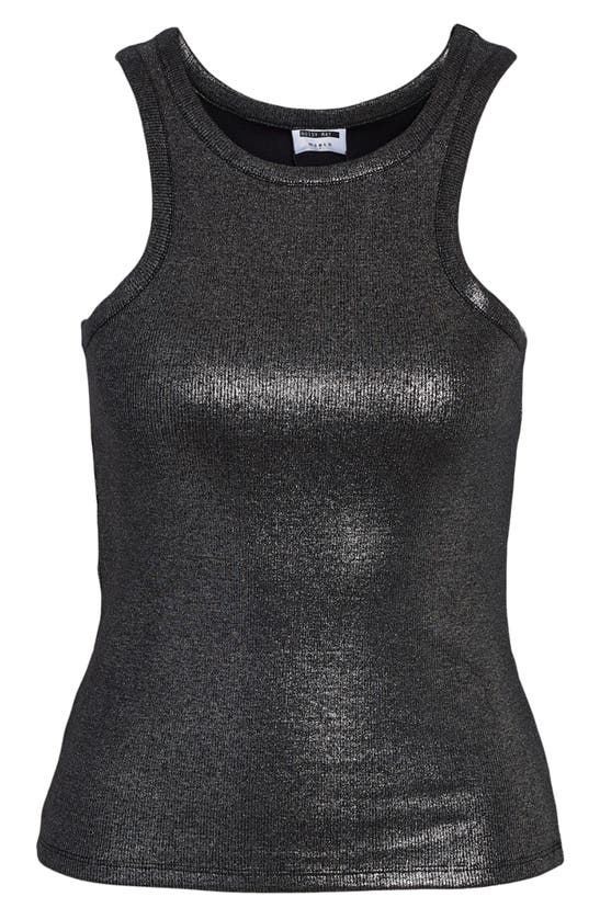 Shop Noisy May Maya Glitter Rib Tank In Black Aopsilver Lurex