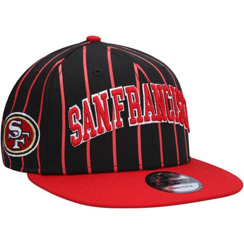 Men's New Era White/Scarlet San Francisco 49ers Striped A-Frame