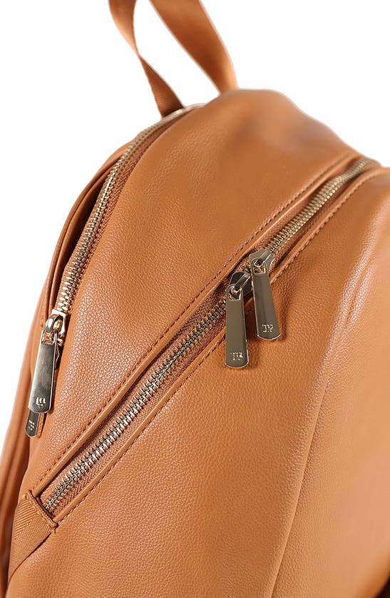 Shop Little Unicorn Faux Leather Diaper Backpack In Cognac