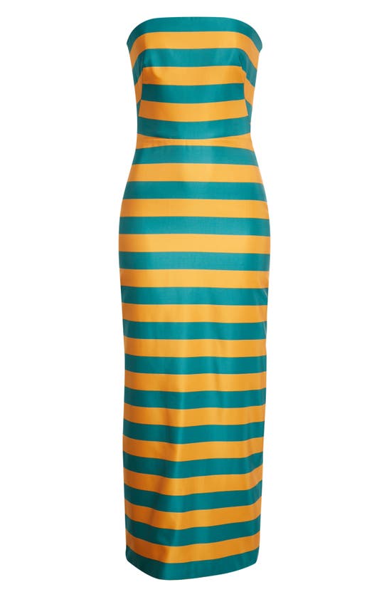 BRANDON MAXWELL THE KADY STRIPE STRAPLESS SILK & WOOL COCKTAIL DRESS