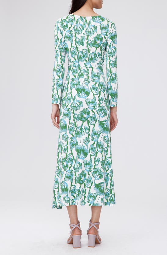 Shop Dvf Timmy Floral Long Sleeve Midi Dress In Sea Trees