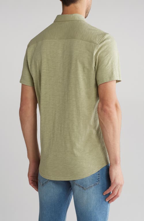 Shop 14th & Union Short Sleeve Slubbed Knit Button-up Shirt In Green Clay