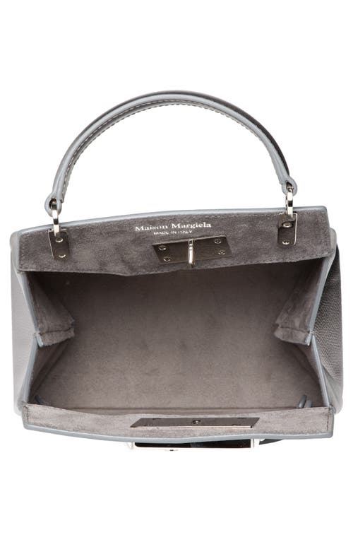 Shop Maison Margiela Small Snatched Metallic Leather Top Handle Bag In Metallic Grey