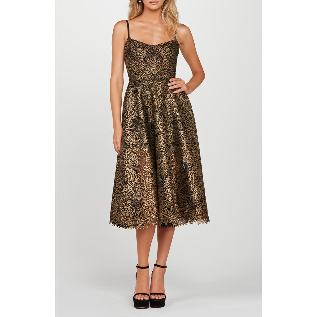 Helsi Taylor Midi Dress In Brushed Gold/black