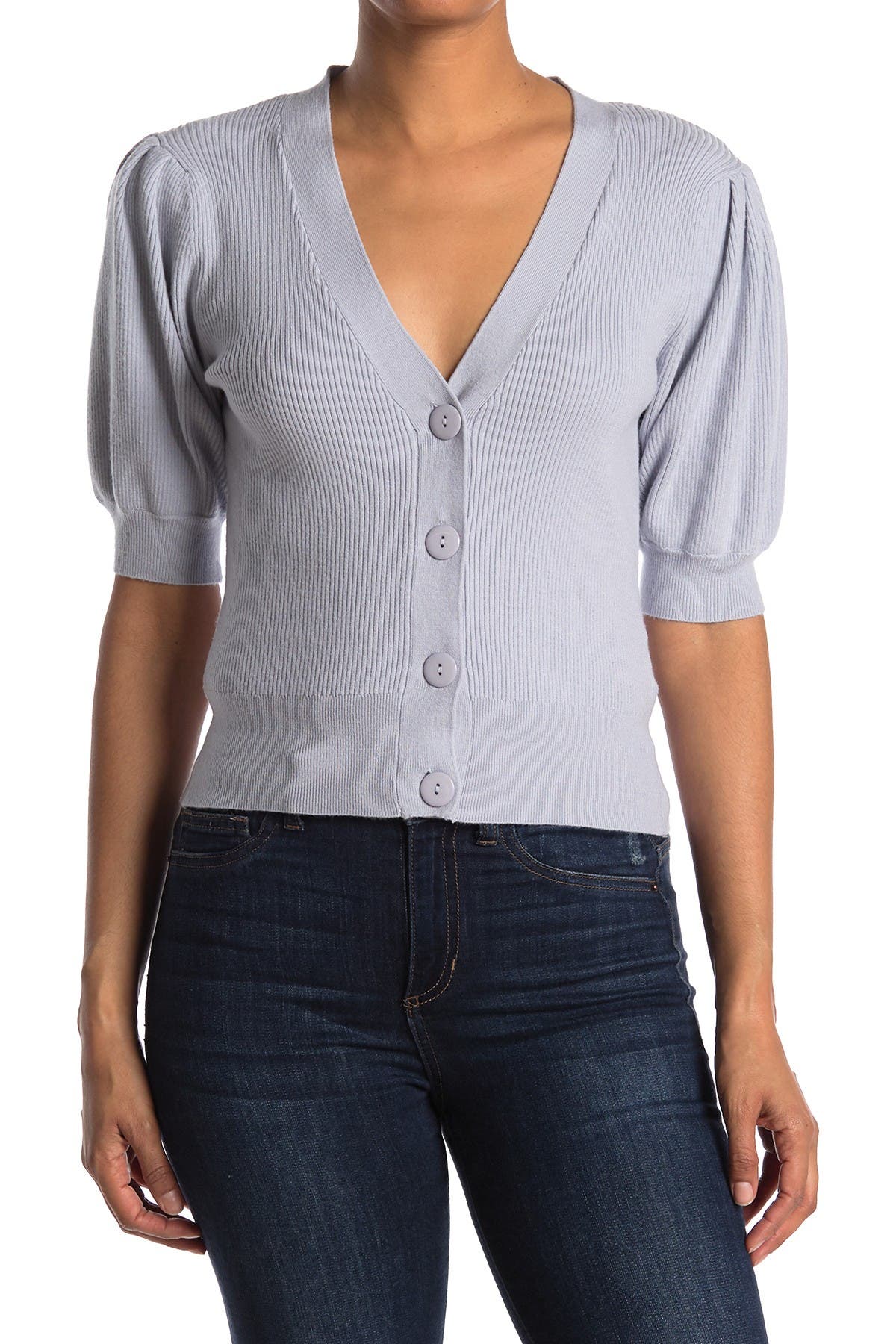 v neck button front cardigan