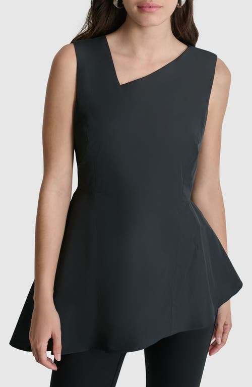 DKNY Memory Taffeta Asymmetric Hem Top in Black 