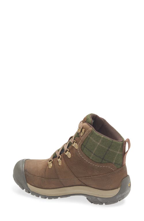Keen Kaci Iii Winter Mid Waterproof Hiking Boot In Dark Earth/green Plaid