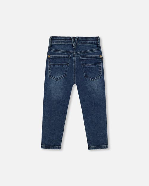 Shop Deux Par Deux Little Boy's Stretch Jeans Straight Leg Dark Blue Denim In Navy Denim