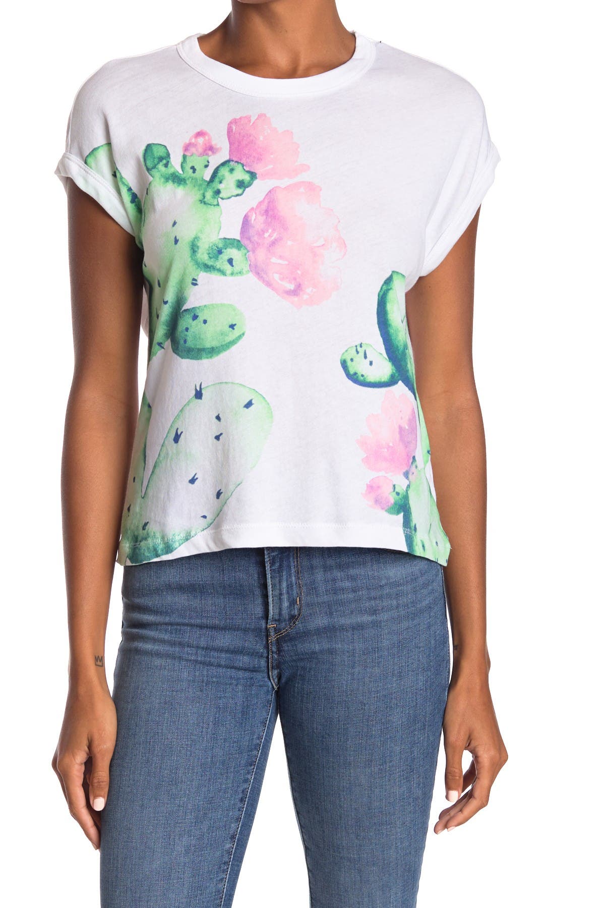 denim and flower cactus shirt