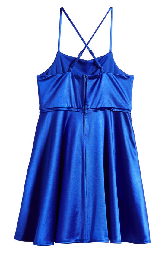 Shop Love, Nickie Lew Kids' Cowl Neck Crossback Satin Dress In Cobalt
