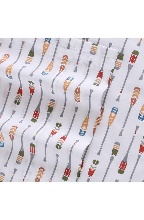 Eddie Bauer Canoe Lake Paddle 100% Cotton Percale Sheet Set In White