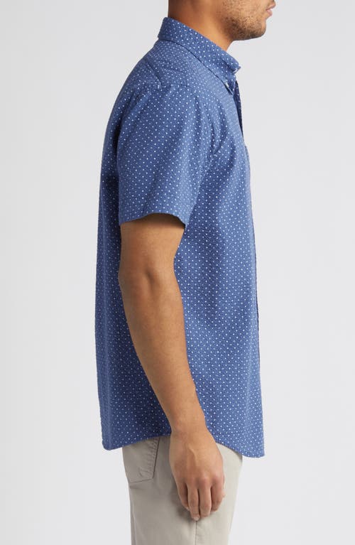 Shop Brooks Brothers Sport Fit Polka Dot Short Sleeve Cotton Shirt In Navydot