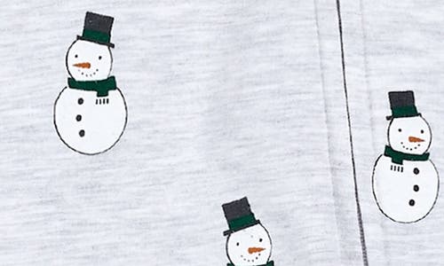 Shop Petit Lem Merry Snowman Holiday Print Cotton Romper In Heather Grey