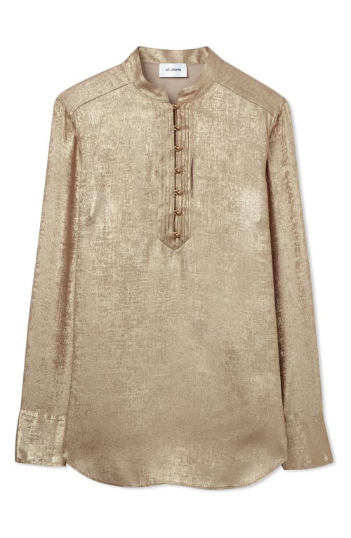 Shop St John St. John Collection Metallic Popover Top In Champagne