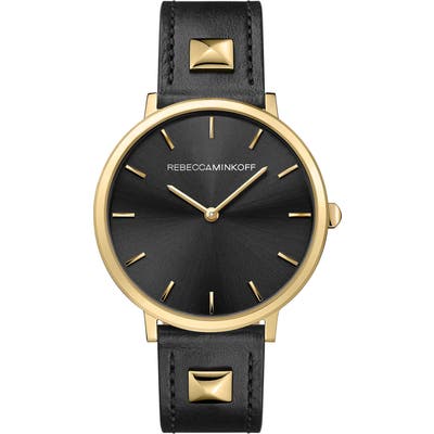 Rebecca Minkoff Major Stud Leather Strap Watch, 35Mm