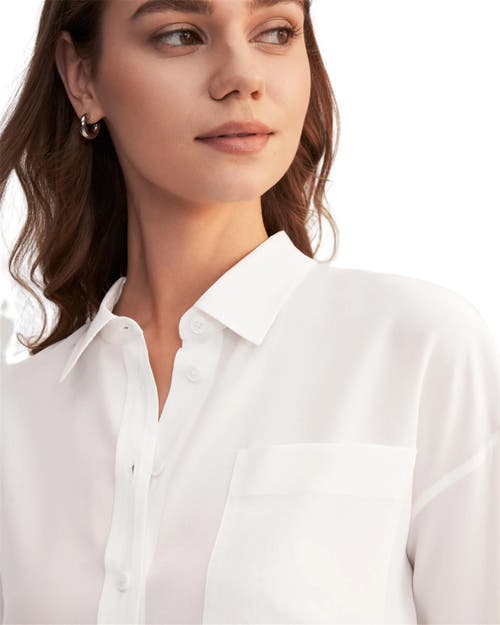 Lilysilk Drop Shoulders Oversize Silk Shirt In Natural White