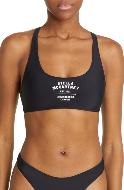 Stella McCartney Swim Old Bond Logo Bikini Top in Black at Nordstrom, Size X-Small