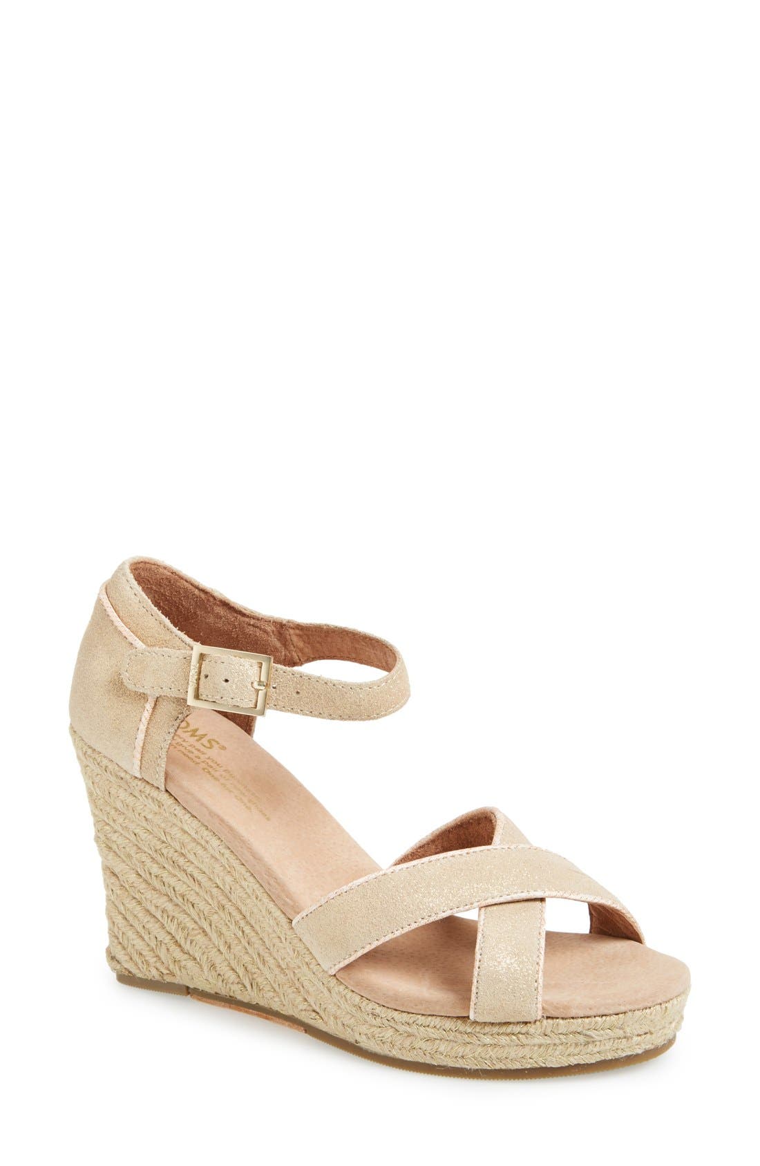 TOMS Metallic Suede Wedge Espadrille Wedding Sandal (Women) Nordstrom