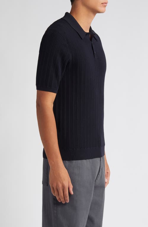 Shop Wax London Naples Cotton Blend Knit Polo In Midnight