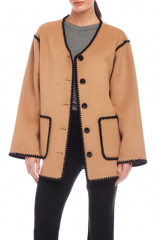 Fifteen Twenty Nico Stitch Detail Wool Blend Jacket In Camel