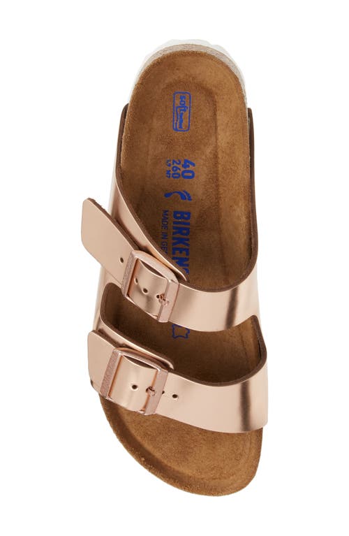 Shop Birkenstock Soft Slide Sandal In Copper Leather