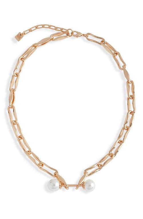 Shop Open Edit Double Faux Pearl Link Necklace In White- Gold