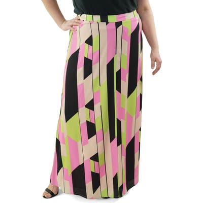 Plus Size Maree Pour Toi Geometric Maxi Skirt, Beige
