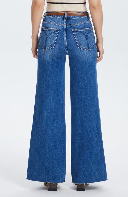 Bayeas Raw Hem High Waist Utility Wide Leg Jeans In Dark Indigo