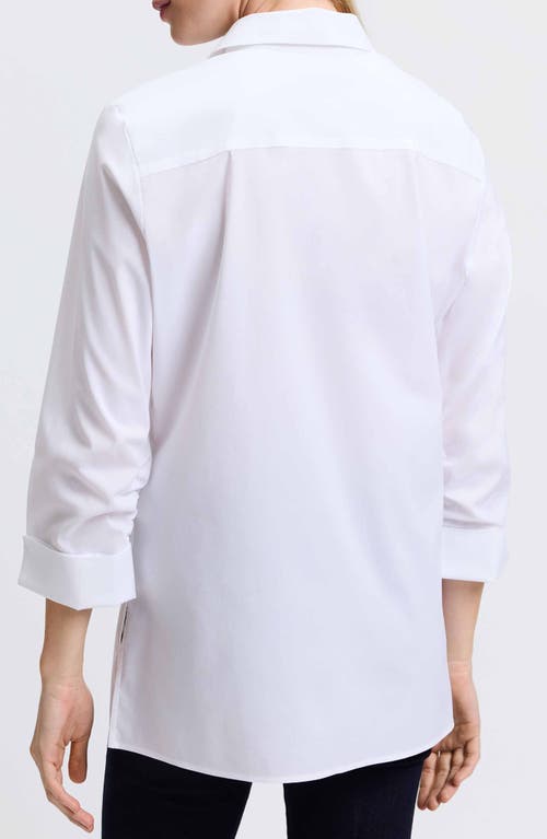 Foxcroft Evelyn Three-quarter Sleeve Button-up Shirt In White
