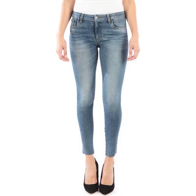 Petite Kut From The Kloth Donna High Waist Raw Hem Skinny Jeans, Blue